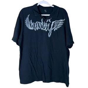 Hurley Black Short Sleeve Polo Shirt Wings Logo Size XL